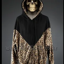 M-4XL! Новая мужская одежда с леопардовым принтом, цветной рукав «летучая мышь», толстовка с капюшоном, большие размеры, костюмы певицы