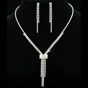 

Bridal Wedding Party Quality Crystal Rhinestone Necklace Earrings Set Bridesmaid Jewelry CS1067