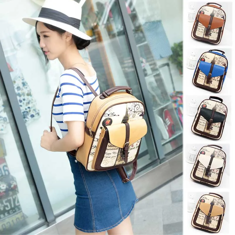 New Design Tower Canvas Women Backpack College Student School Bags For Girls Leisure Backpack 88 WML99