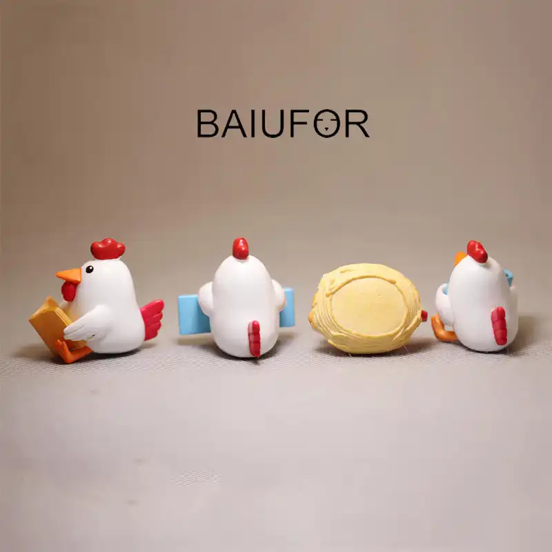BAIUFOR Animais Dos Desenhos Animados Família De Frango Galo da Galinha Pintinho Fada Do Jardim Potes Musgo Terrário Em Miniatura Figurinhas DIY Acessórios