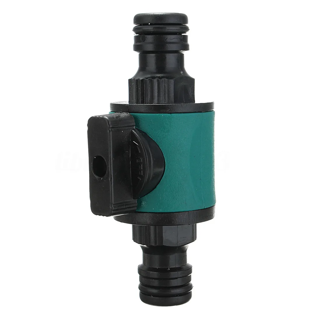 1/2" 2-Way Connector Shut-off Garden Hose Water Pipe with Quick ABS Green Nonslip Outdoor Garden Valve