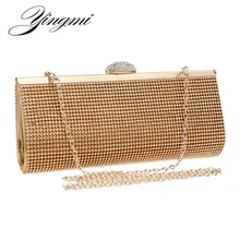 Neue ankunft diamant voller kristall strass frauen kupplung metall tasche brautkleid party handtasche abendtasche silber schwarz goldene