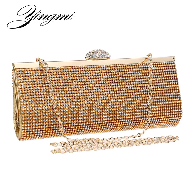 

YINGMI diamond full crystal rhinestone women clutch metal bag bridal dress party handbag evening bag small day clutch purse bag