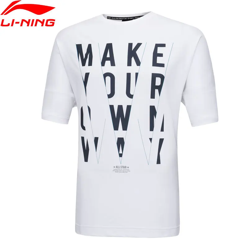 Li-Ning Мужская серия WADE футболка с коротким рукавом дышащая свободная посадка хлопок джерси подкладка спортивные футболки топы AHSP027 MTS3107