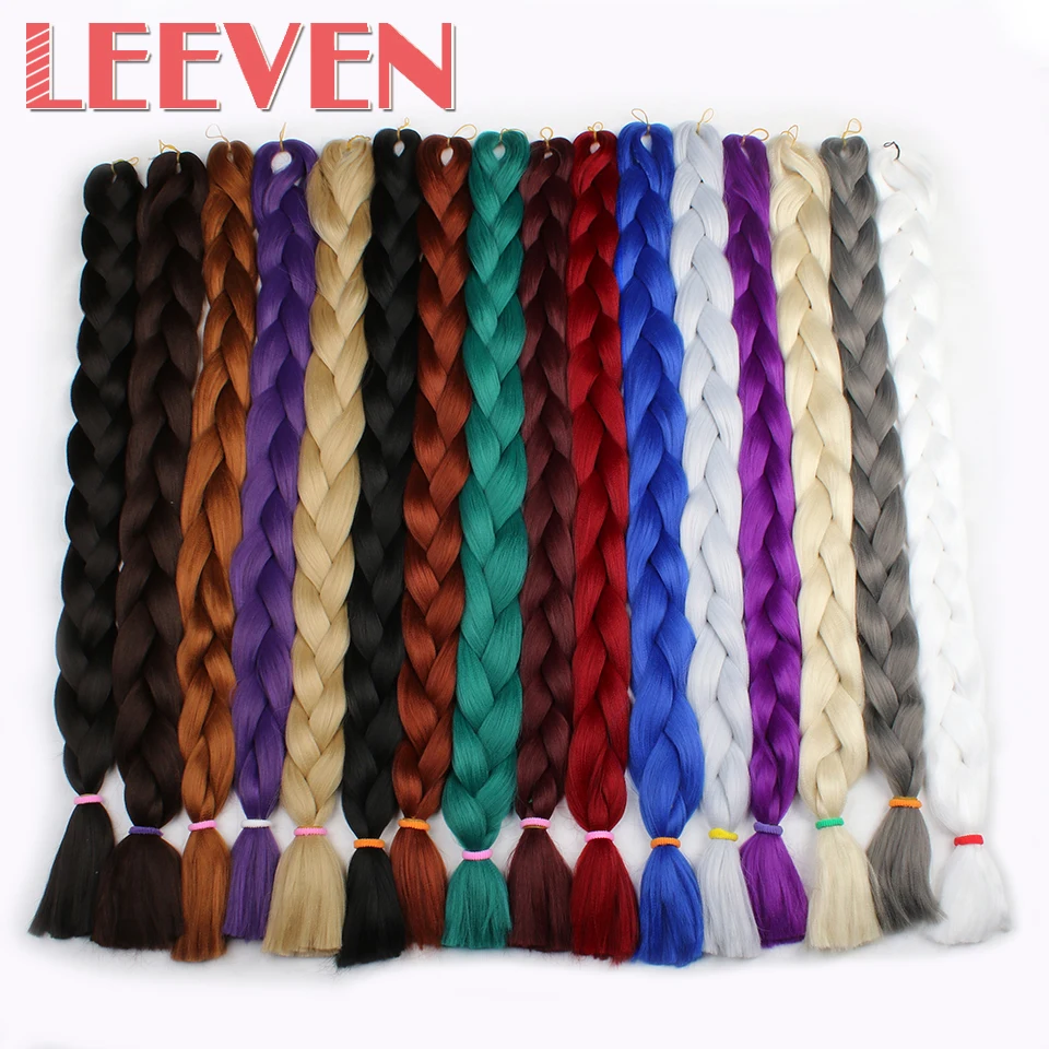 Leeven 42'' 165G Jumbo Braids Crochet Hair Bulk Kanekalon Synthetic