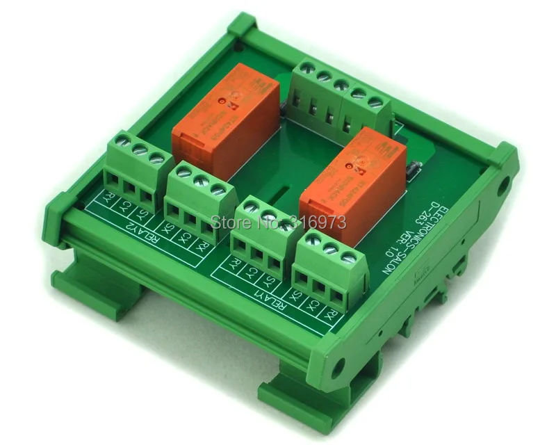 

DIN Rail Mount Passive Bistable/Latching 2 DPDT 8A Power Relay Module, 5V Version