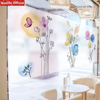 

Color flower pattern electrostatic frosted glass film living room bedroom bathroom kids room kindergarten door pvc window film
