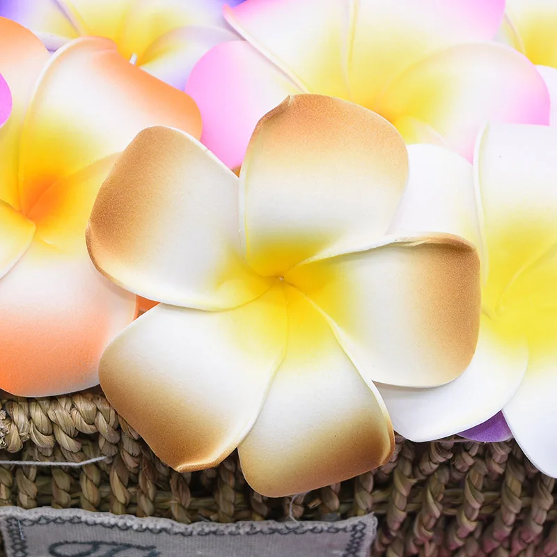10 шт. 5/6/7 см искусственное яйцо цветы Плюмерия "сделай сам" В гавайском стиле Вечерние мыло ФРАНЖИПАНИ с цветочным принтом повязка на голову, одежда для свадьбы, дня рождения; домашний деко