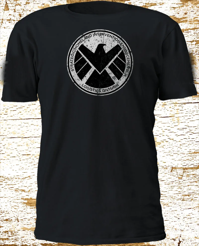 New S.H.I.E.L.D Shield Nick Fury Fire and Courage Sleeves T Shirt 2019 Design Summer Short Sleeve Men Homme Hip Hop | Мужская одежда