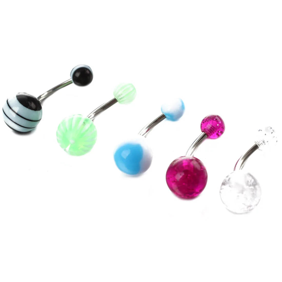 

50 Multi-Color 10mm Stainless Steel Navel Piercing