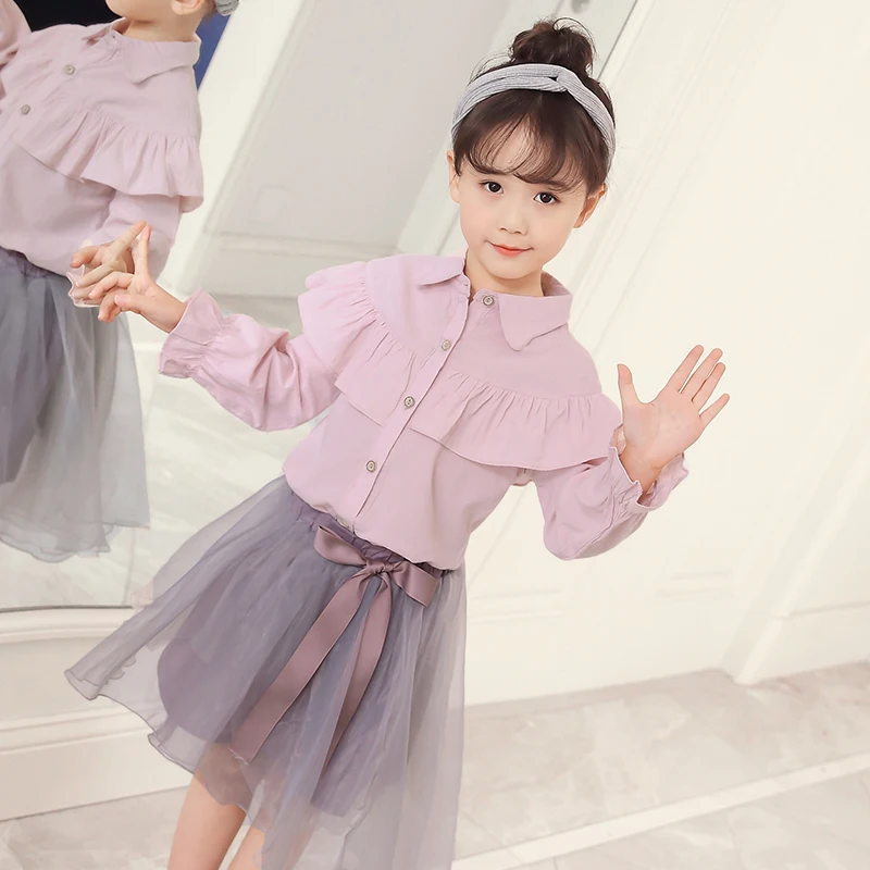 

Autumn Shirts For Girls 2018 Fall Back To School Baby Girls White Blouse Kids Clothes Child Long Sleeve Girls Cotton Shirt 10 12