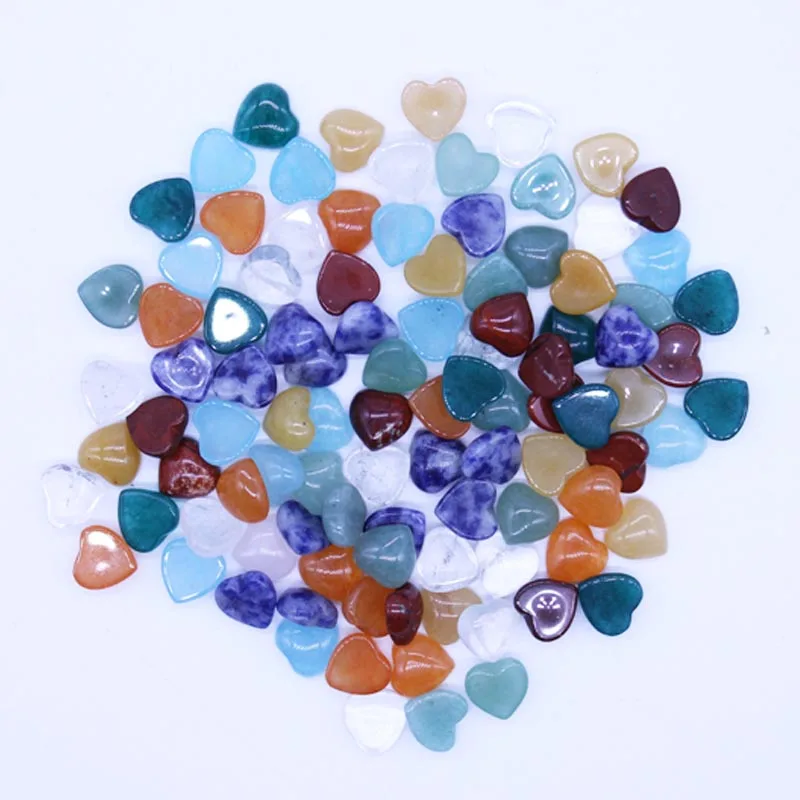 

10*10mm Love Heart CAB Cabochons Natural Stone Beads No Hole Ring Face Jewelry Pasting Clothes Accessories 50pcs/lot Wholesale