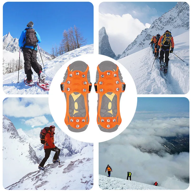 Climbing Silicone Shoe Cover Non-slip Snow Cleats Shoes Boots Cover Step Ice Spikes Grips Crampons For Hiking #2D11 (9)
