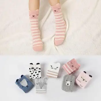 

MUQGEW 4 Pairs Toddlers Kids Girls Cute Animals Pattern Knee High Socks Cotton Cute Unisex Socks Ankle Moisture Resistance Sox