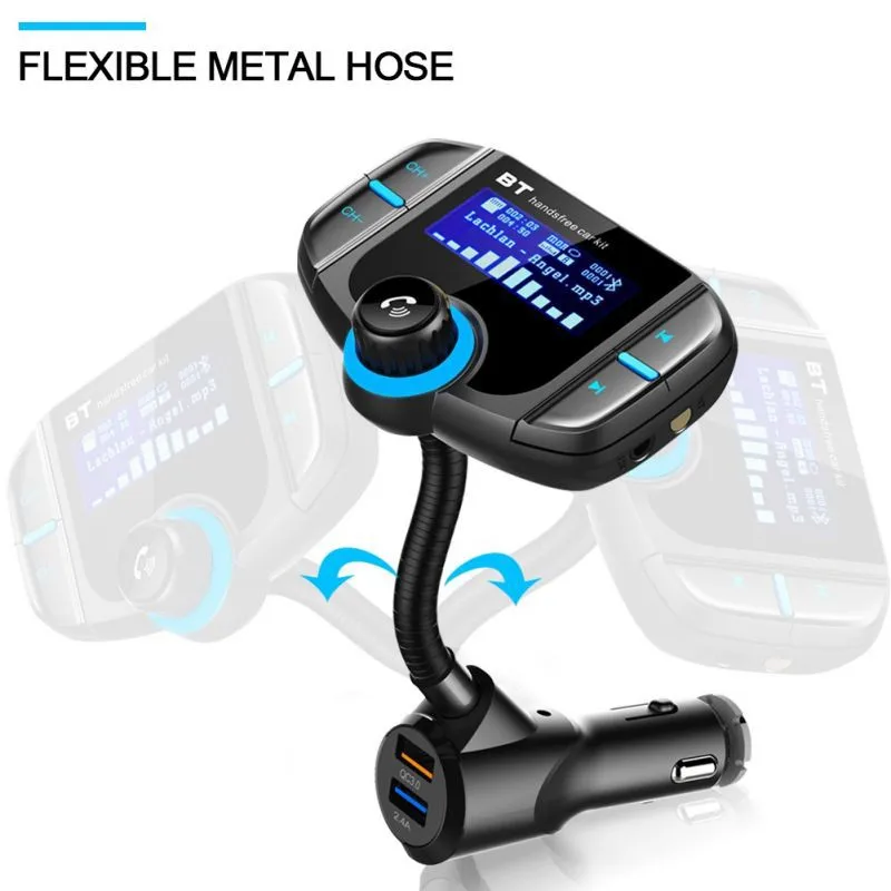 Беспроводной Bluetooth fm-передатчик автомобильный стереорадиоприемник аудио MP3 плеер с tf-картой Quick QC3.0 и USB cargador громкой связи вызова комплект