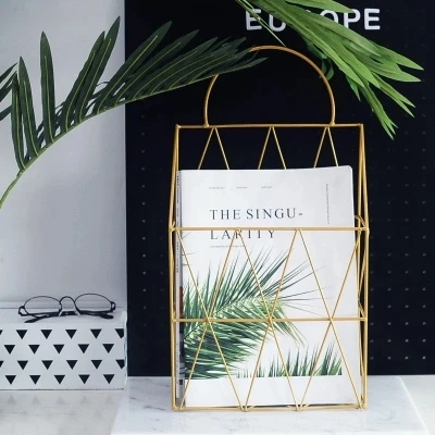 

Simple Nordic style wrought iron rack magazine book wall hanging book rack ins grid creative wall decoration storage