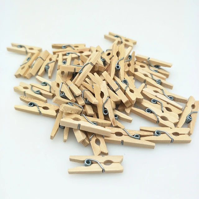Mini Natural Wooden Clothes Pins, Photo Paper Peg Pin, Craft Clips for Home  School Arts Crafts Decoration, DIY Screen, 25mm - 50 Pack