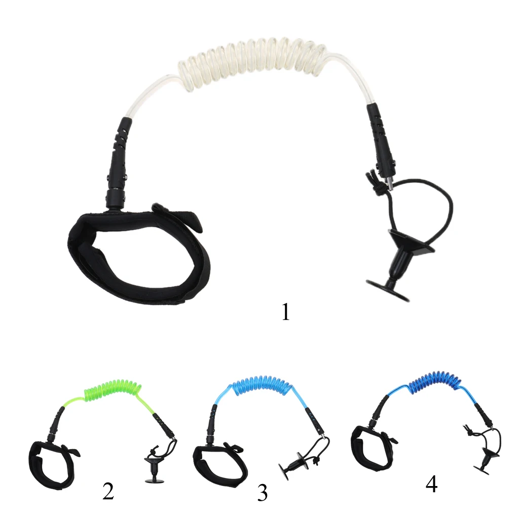 New Adjustable Bodyboard Surfboard Coiled Bicep Wrist Leash Black clear
