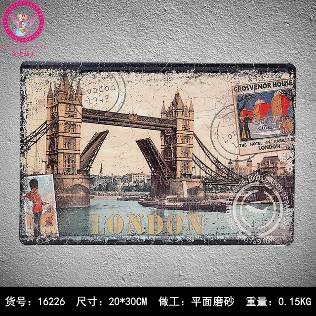 30X20CM London City Vintage Home Decor Tin Sign for Wall Decor Metal ... 30X20CM London City Vintage Home Decor Tin Sign for Wall Decor Metal ...