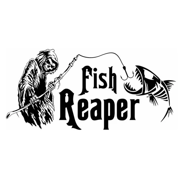 Grim Reaper Skeleton Fish Custom Fishing Car Boat Truck Vinyl Decal Sticker