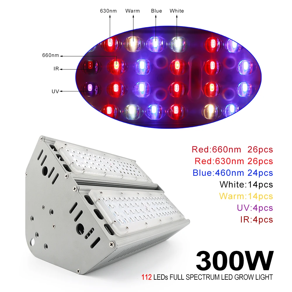 300 W светодиодный светать двойной светодиодный панелей полный спектр высокой Мощность Светодиодная лампа для парниковый эффект;