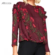 NATOODA autumn 2017 rose flower Print Women blouses Casual Funny For Lady Top Hipster Tumblr Drop Ship