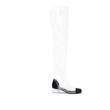 Г. Модные женские резиновые сапоги сексуальные непромокаемые сапоги до колена высокие сапоги вечерние обувь на не сужающемся книзу массивном каблуке гладиатор женские ботильоны на прозрачном каблуке