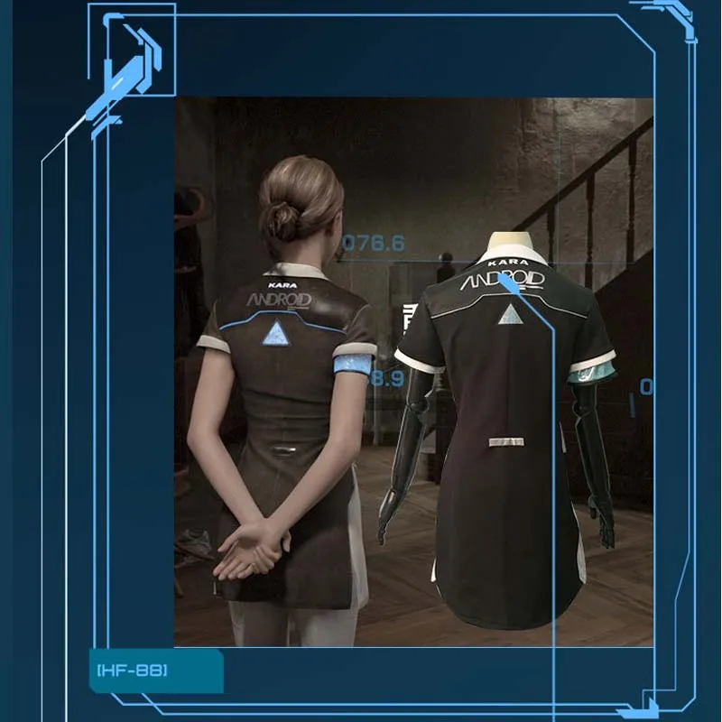 Coshome Game Detroit Become Human Kara Cosplay Costume Code AX400 Agent Outfit Girls Cute Dress Halloween Carnival Uniforms (7)
