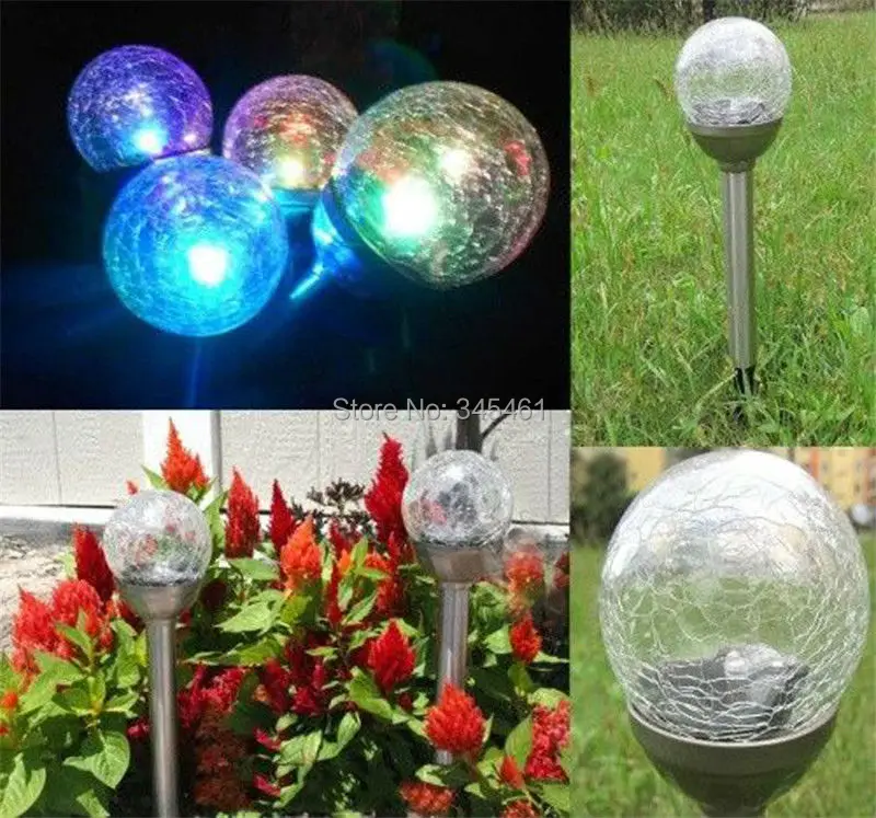 Stainless Steel Solar Lawn Lights Multicilor Yellow Blue ...