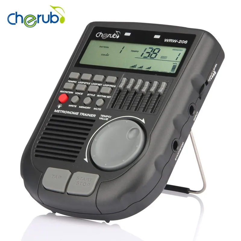 

Cherub WRW-206 Professional Drum Metronome Multiple Metronome Sounds Loop Play Function Amp Simulator Drum Trainer