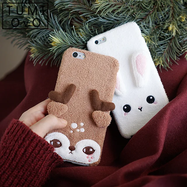 Cute Animal Rabbit Felt Soft Silicon TPU Case For iPhone 6 6s 7 8 Plus ...