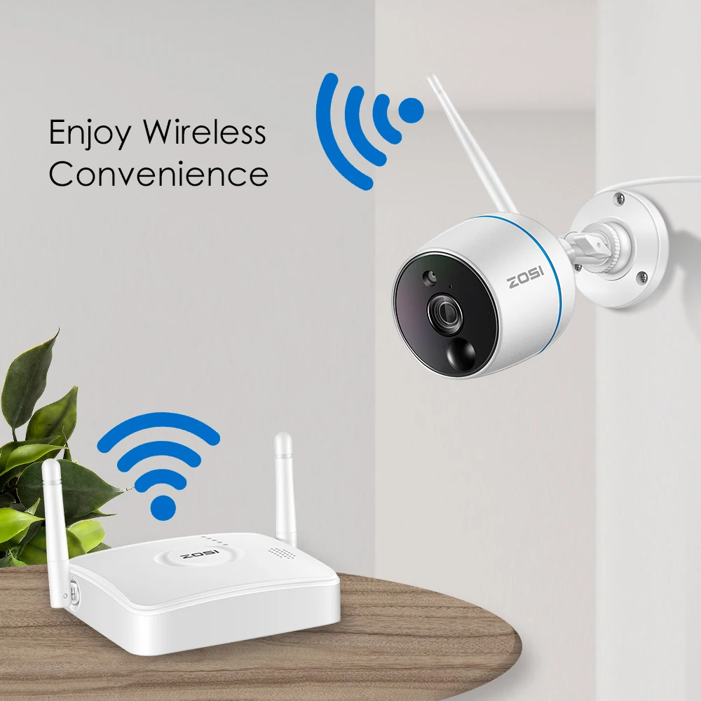 ZOSI, беспроводная система видеонаблюдения, 1080 P, Wifi, мини NVR, комплект, наружное видео наблюдение, домашняя беспроводная светодиодная ip-камера, набор