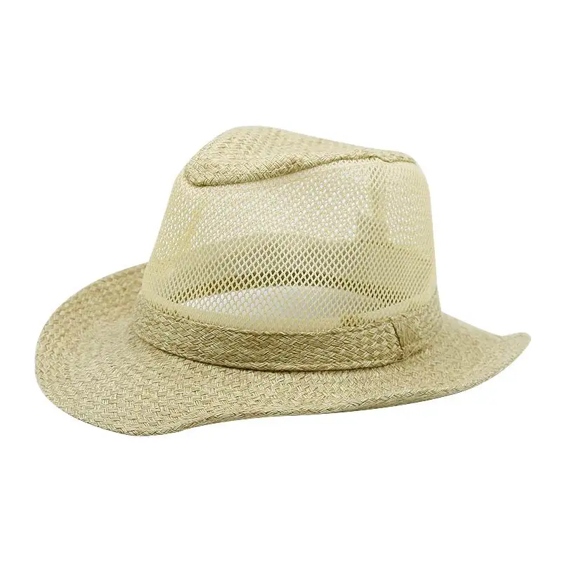 Mesh Straw Fedoras Unisex Outdoor Breathable Male Hat Fashion Casual