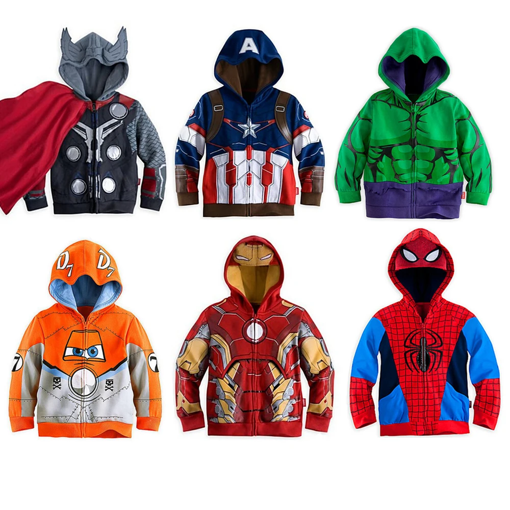 

Baby Jacket The Avengers Captain America Iron Man Boys Jacket Spiderman Boys Hooded Coat Raytheon Zipper Outerwear Kid Clothes