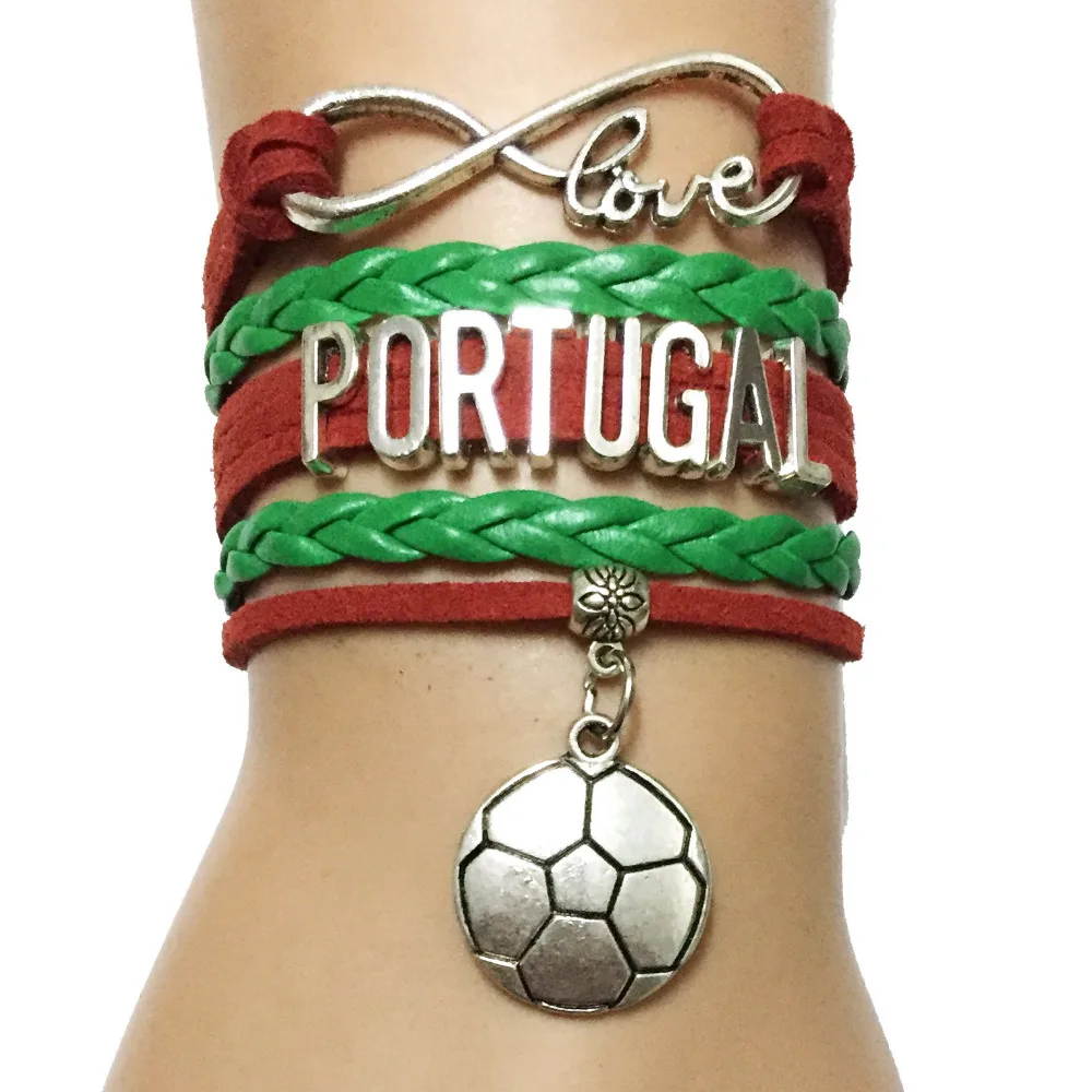 Drop Shipping Infinity Love Portugal Sports Charm Bracelet Custom World