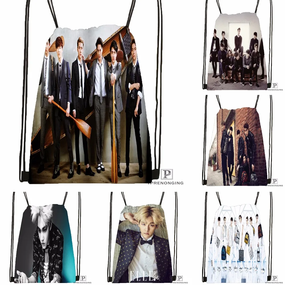 Custom EXO 31 Drawstring Backpack Bag Cute Daypack Kids Satchel Black Back 31x40cm 180531 04 72