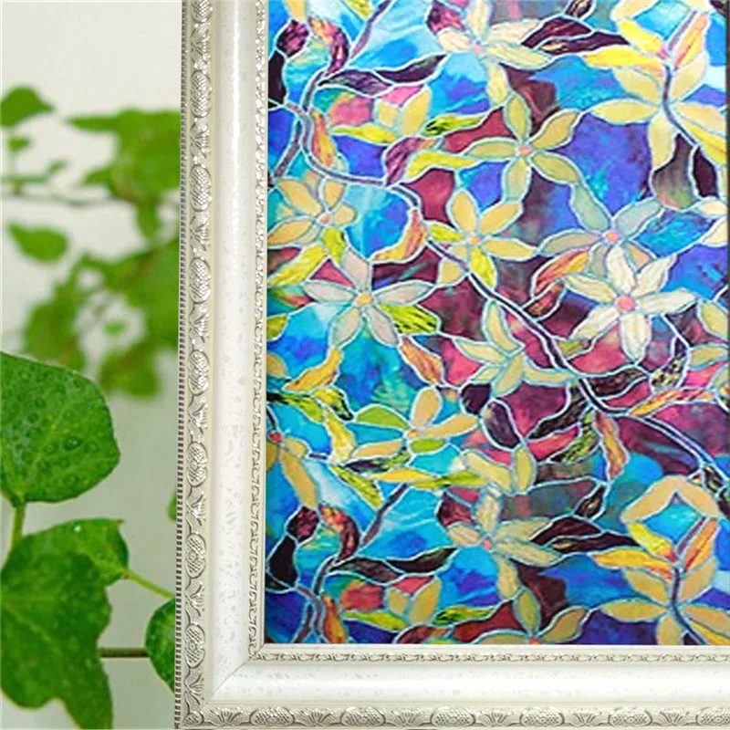 Color : 45X100 Teint/é 3D No Glue Static D/écoratif Intimit/é Fen/être Rainbow Films for Vitrail Film Autocollant Anti UV En Verre Autocollant film de fen/être