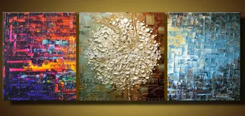 

Hand Painted Abstract Oil Painting 3 Pieces Knife Art Lady Ballet Dancer Wall Art No Framed Free Shipping