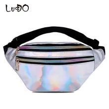 LUCDO бренд Для мужчин сумка ремень кожаная Удобная Для женщин модная сумка для денег телефона Светоотражающие поясная сумка из лазерной кожи женская сумка на плечо