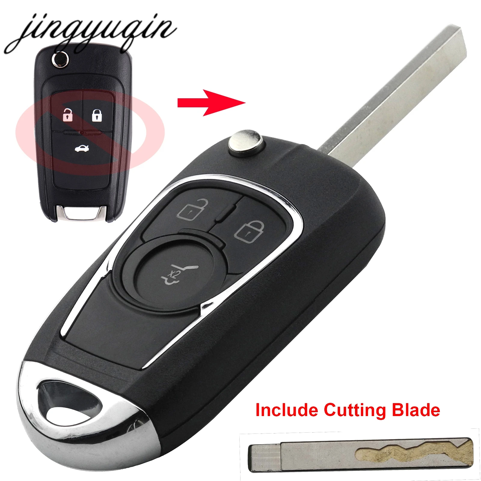 

jingyuqin Cut/Uncut Key Blade Flip Key Shell For Chevrolet Cruze Buick VAUXHALL OPEL Insignia Astra J Zafira C 3/4BTN Remote Fob