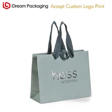 Изготовленный На Заказ экран напечатанный серебряной фольгой логотип Эко бумага одежда тисненый логотип бумажный мешок с хлопковой ручкой