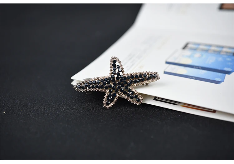 Women headwears cute sea star hair clip for girls vintage hair barrettes rhinestone hairpin bow hair accessories for women