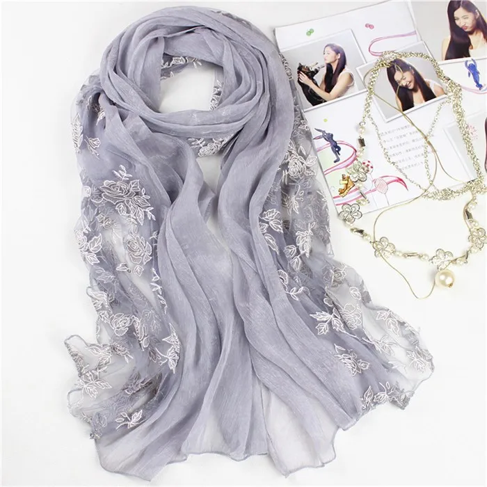 2014 New Arrival Exquisite Flower Paillette Scarf Double Silk Fashion Quality Gift Cape for Women by EMS | Аксессуары для одежды