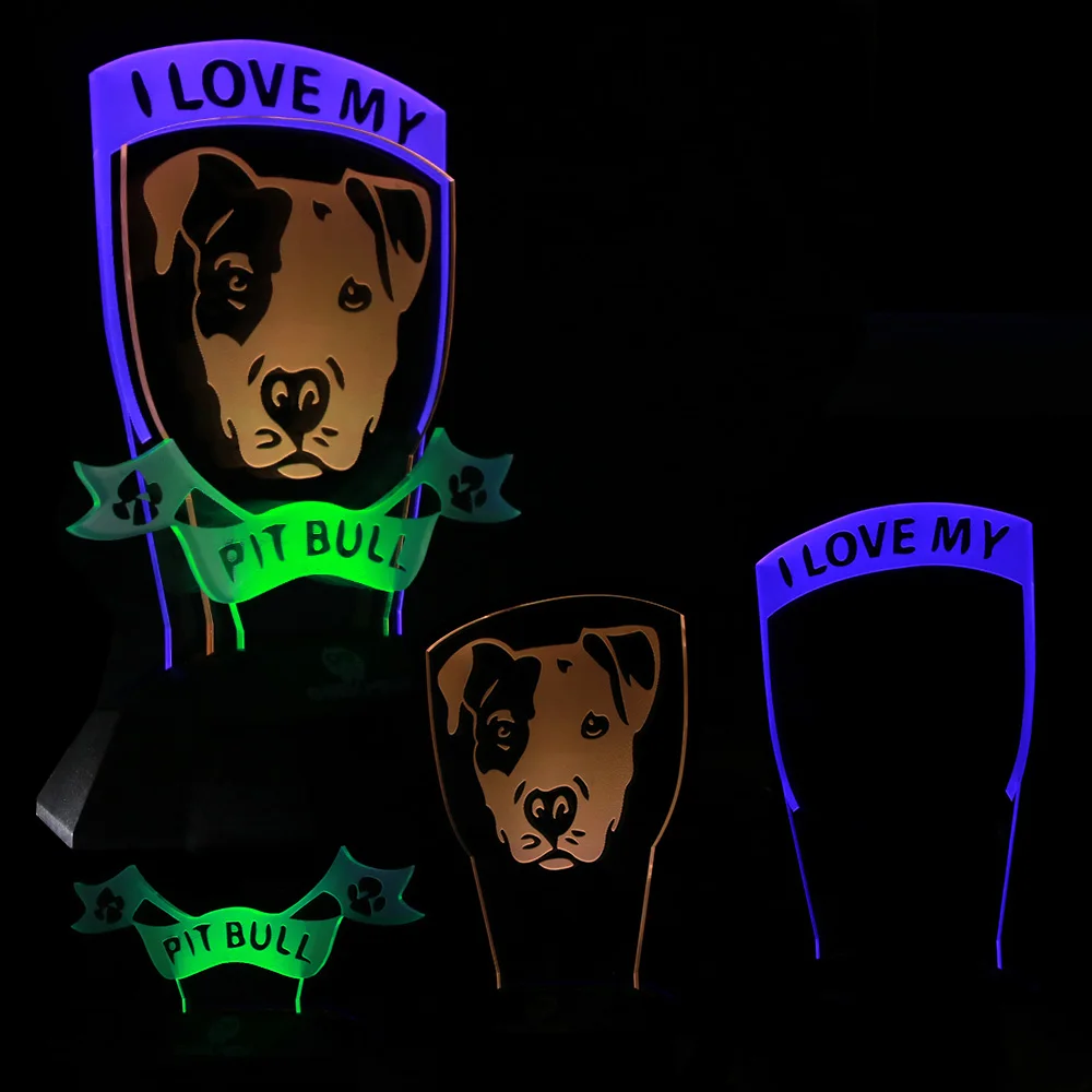3D линейный светильник I Love My Pitbull светодиодный ночник лампа для собак Pit Bull