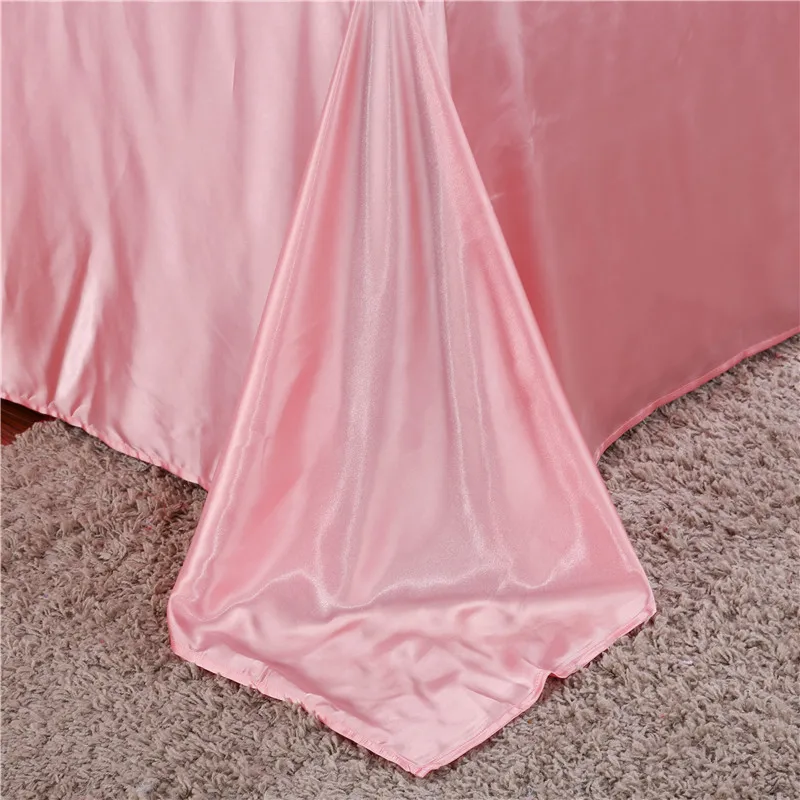  New 100% pure satin silk bedding set Home Textile King size bed set bed clothes duvet cover flat sh