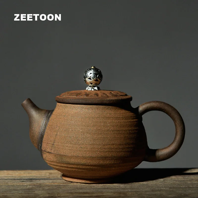 Zen Japanese Style Vintage Coarse Pottery Teapot Handmade Tea Pot Kung