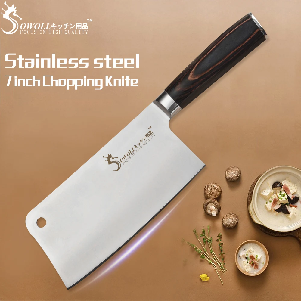 

SOWOLL Brand Stainless Steel Knife 7 inch Non-stick Chopping Knife Very Sharp and Durable Cooking Tool New Arrival Kitchen Knife