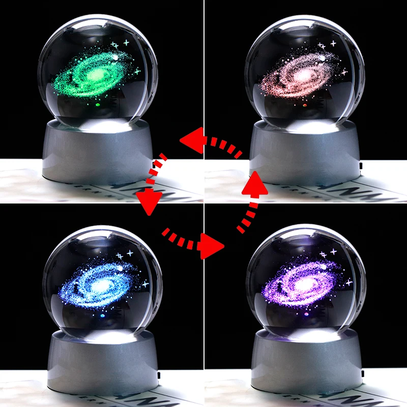 3D Галактический шар миниатюрный с лазерной гравировкой Вселенная глобус с красочной светодиодной основой украшение дома аксессуары Орнамент стеклянная сфера
