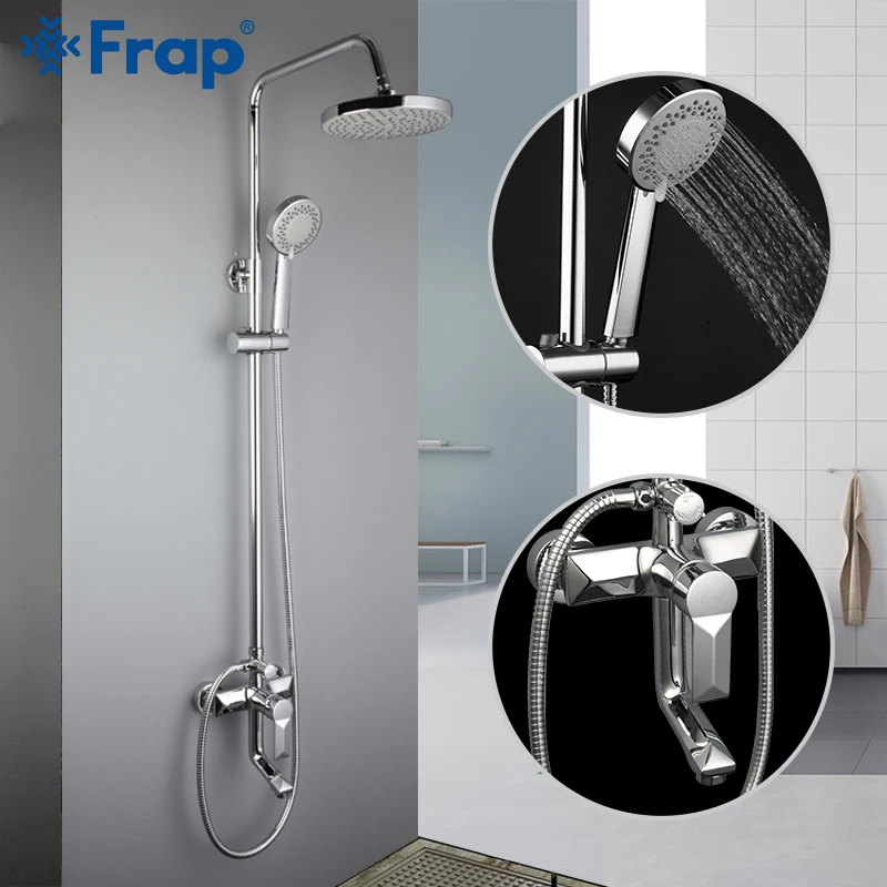 FRAP shower Faucet wall mounted brass shower faucets bathroom rainfall shower sets concealed handle waterfall faucet griferia