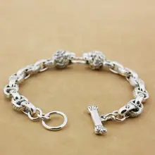 LINSION 925 пробы Серебряная королевская цепь в виде льва Мужская Байкерская браслет панк-рок 8G011